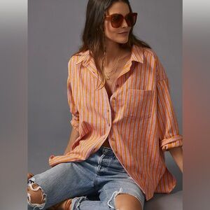 Anthropologie Pilcro Oxford Tunic Button down shirt